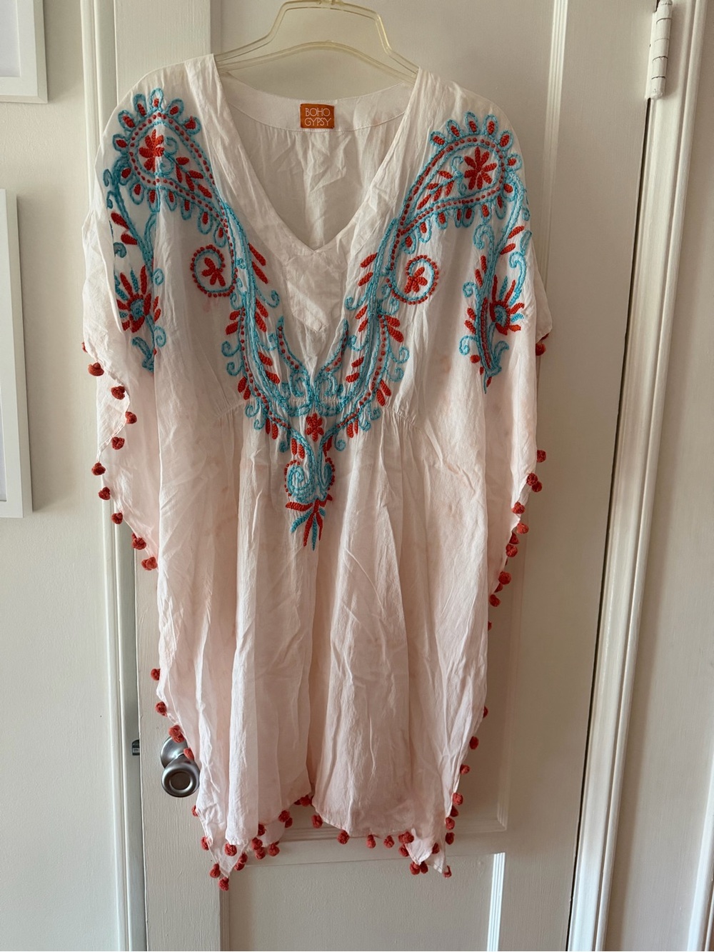 Boho Gypsy bathing suit cover-up in Turquoise & white!